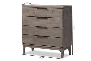 Baxton Studio Nash Rustic Platinum Wood 4-Drawer Chest