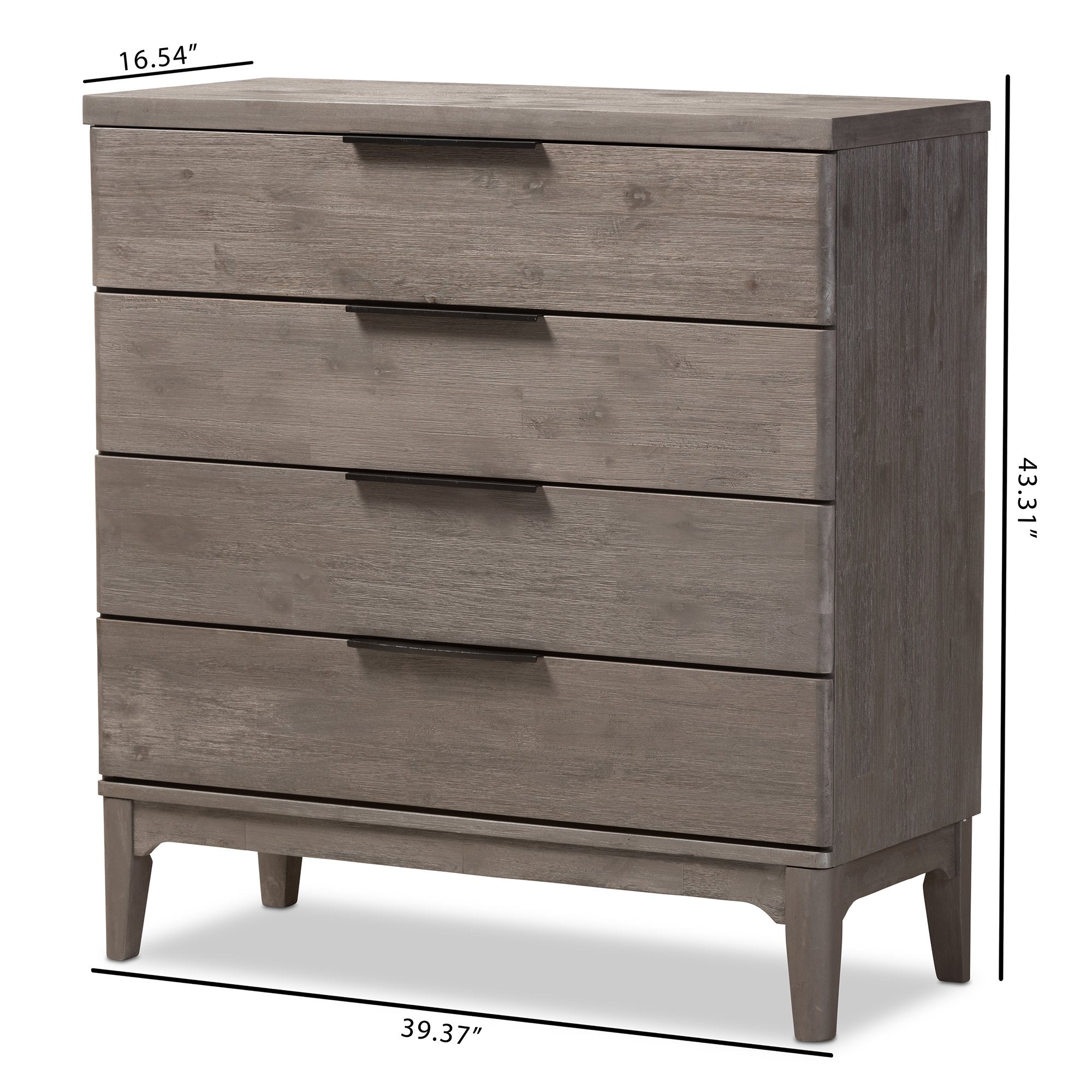 Baxton Studio Nash Rustic Platinum Wood 4-Drawer Chest