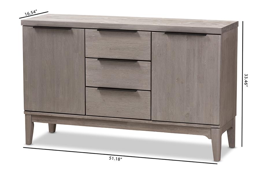 Baxton Studio Nash Rustic Platinum Wood 3-Drawer Sideboard Buffet