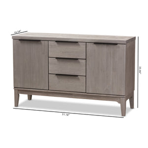 Baxton Studio Nash Rustic Platinum Wood 3-Drawer Sideboard Buffet