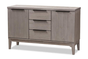 Baxton Studio Nash Rustic Platinum Wood 3-Drawer Sideboard Buffet