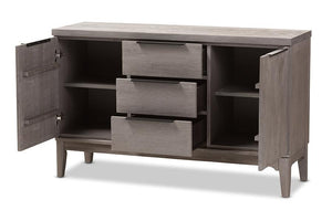 Baxton Studio Nash Rustic Platinum Wood 3-Drawer Sideboard Buffet