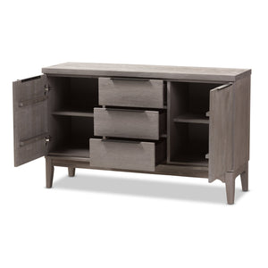 Baxton Studio Nash Rustic Platinum Wood 3-Drawer Sideboard Buffet