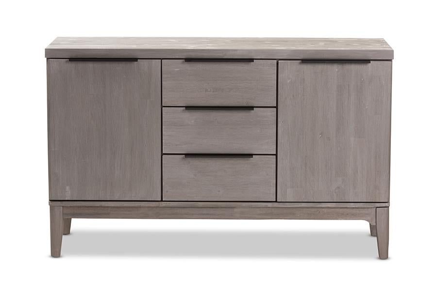 Baxton Studio Nash Rustic Platinum Wood 3-Drawer Sideboard Buffet