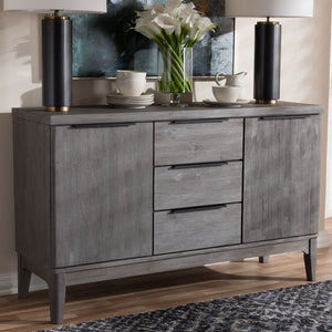 Baxton Studio Nash Rustic Platinum Wood 3-Drawer Sideboard Buffet