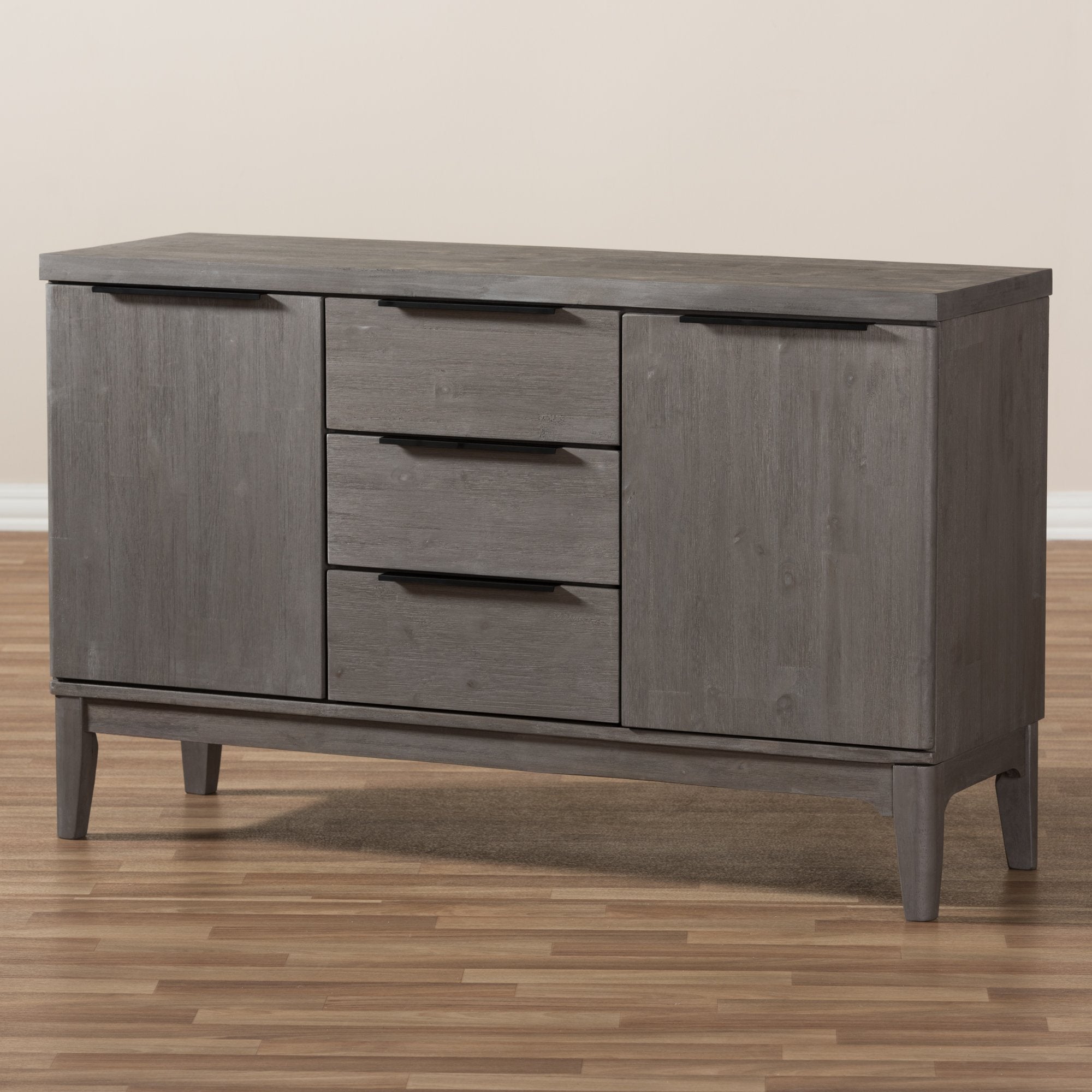 Baxton Studio Nash Rustic Platinum Wood 3-Drawer Sideboard Buffet