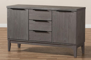 Baxton Studio Nash Rustic Platinum Wood 3-Drawer Sideboard Buffet