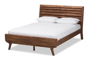 Baxton Studio Sierra Mid-Century Modern Brown Wood Queen Size Platform Bed