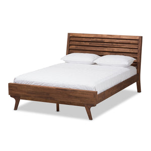 Baxton Studio Sierra Mid-Century Modern Brown Wood Queen Size Platform Bed