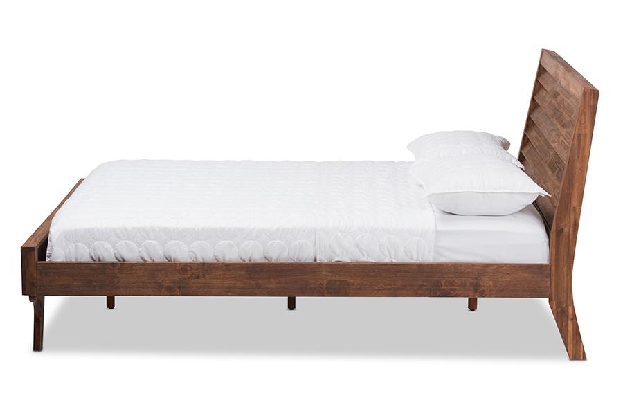 Baxton Studio Sierra Mid-Century Modern Brown Wood Queen Size Platform Bed