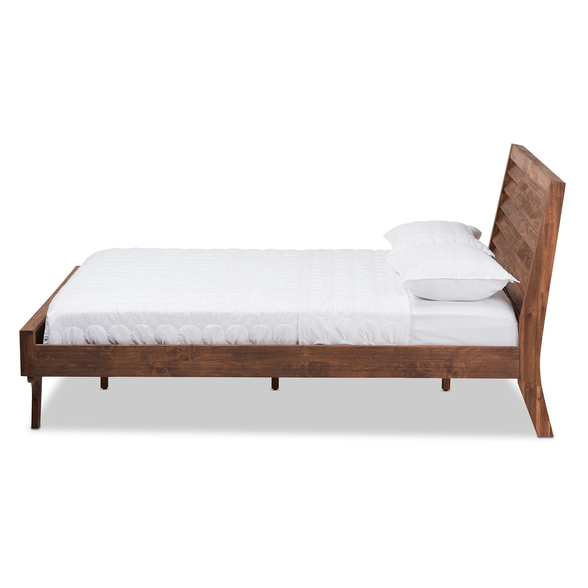 Baxton Studio Sierra Mid-Century Modern Brown Wood Queen Size Platform Bed