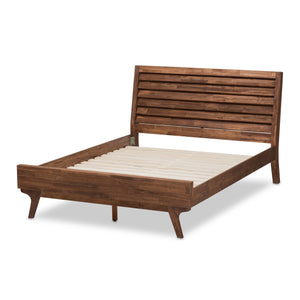 Baxton Studio Sierra Mid-Century Modern Brown Wood Queen Size Platform Bed