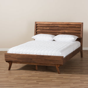 Baxton Studio Sierra Mid-Century Modern Brown Wood Queen Size Platform Bed