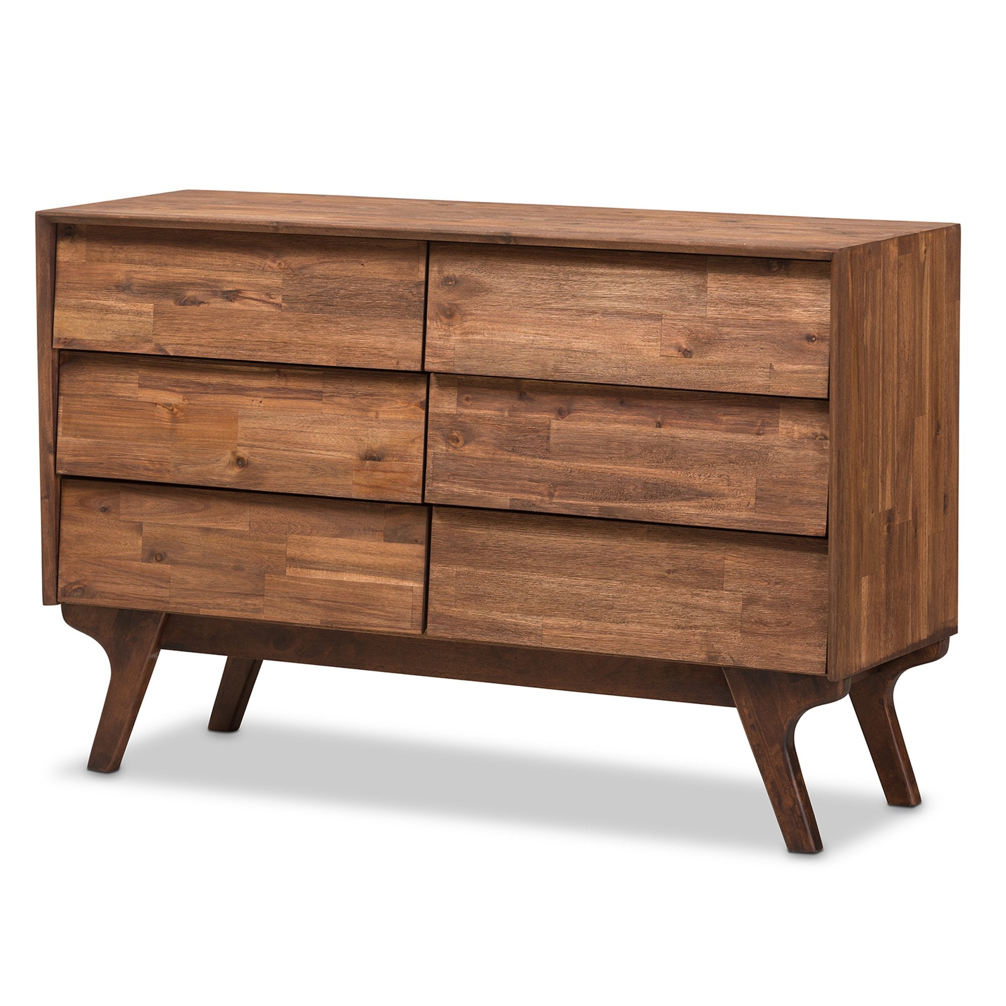 Baxton Studio Sierra Mid-Century Modern Brown Wood 6-Drawer Dresser