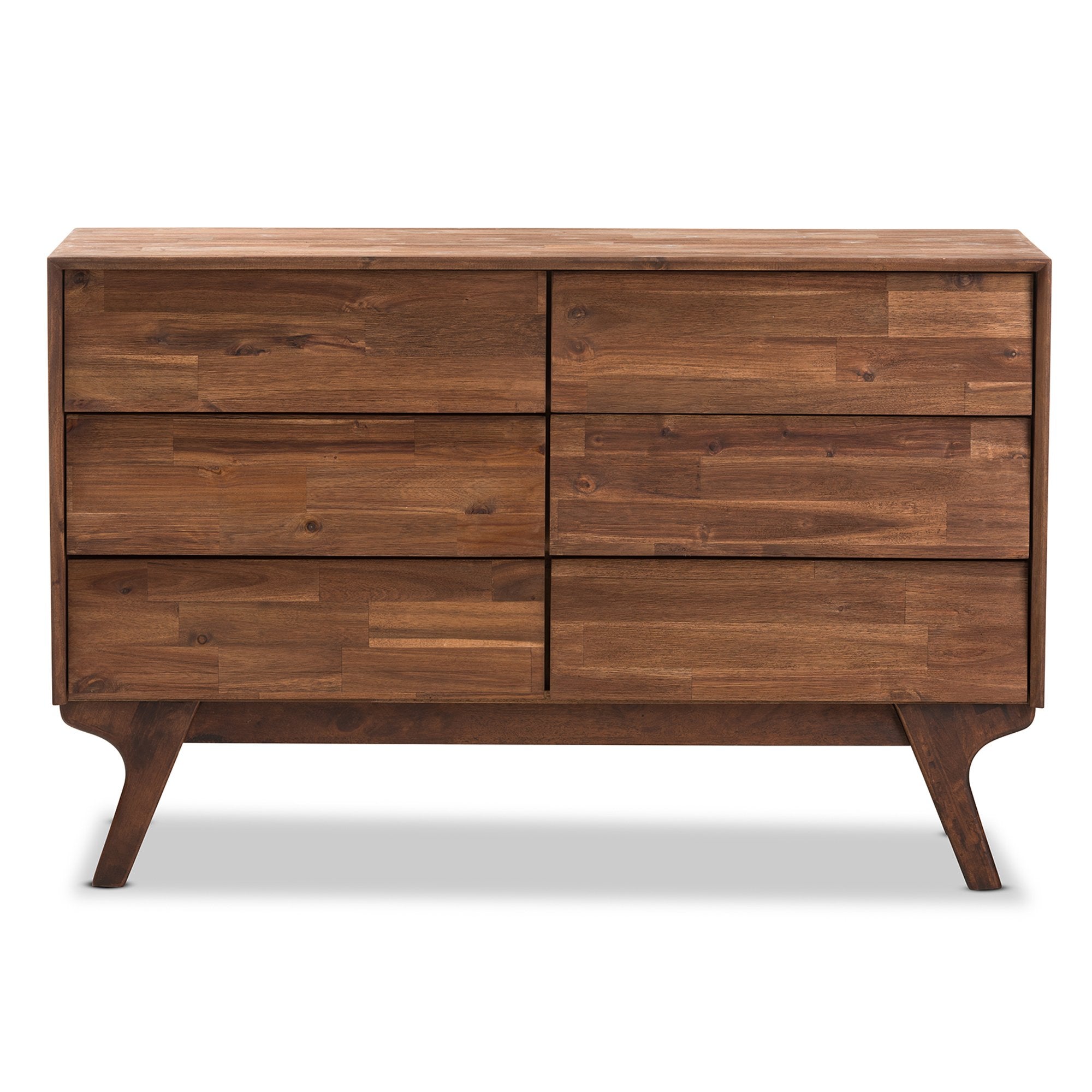 Baxton Studio Sierra Mid-Century Modern Brown Wood 6-Drawer Dresser