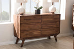 Baxton Studio Sierra Mid-Century Modern Brown Wood 6-Drawer Dresser