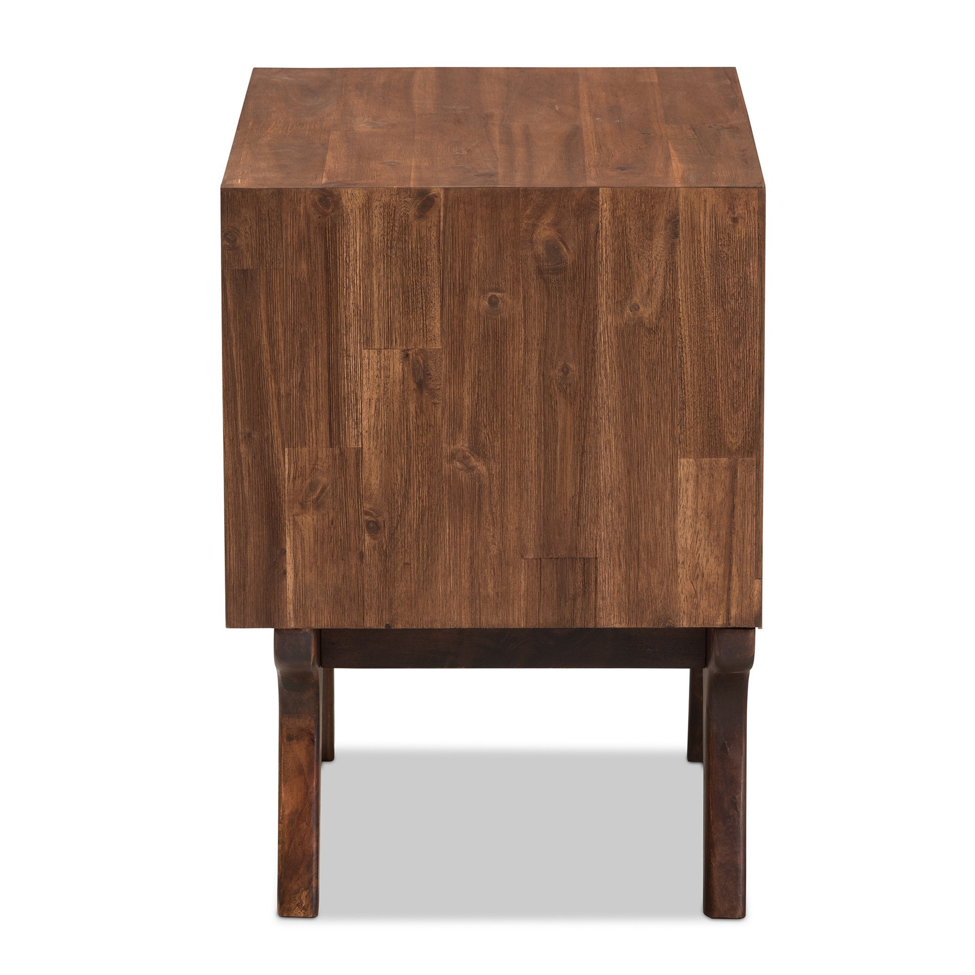 Baxton Studio Sierra Mid-Century Modern Brown Wood 2-Drawer Nightstand