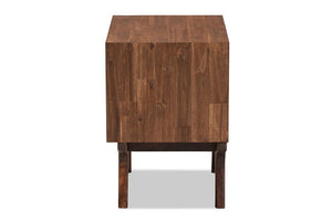 Baxton Studio Sierra Mid-Century Modern Brown Wood 2-Drawer Nightstand