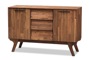 Baxton Studio Sierra Mid-Century Modern Brown Wood 3-Drawer Sideboard