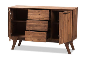 Baxton Studio Sierra Mid-Century Modern Brown Wood 3-Drawer Sideboard