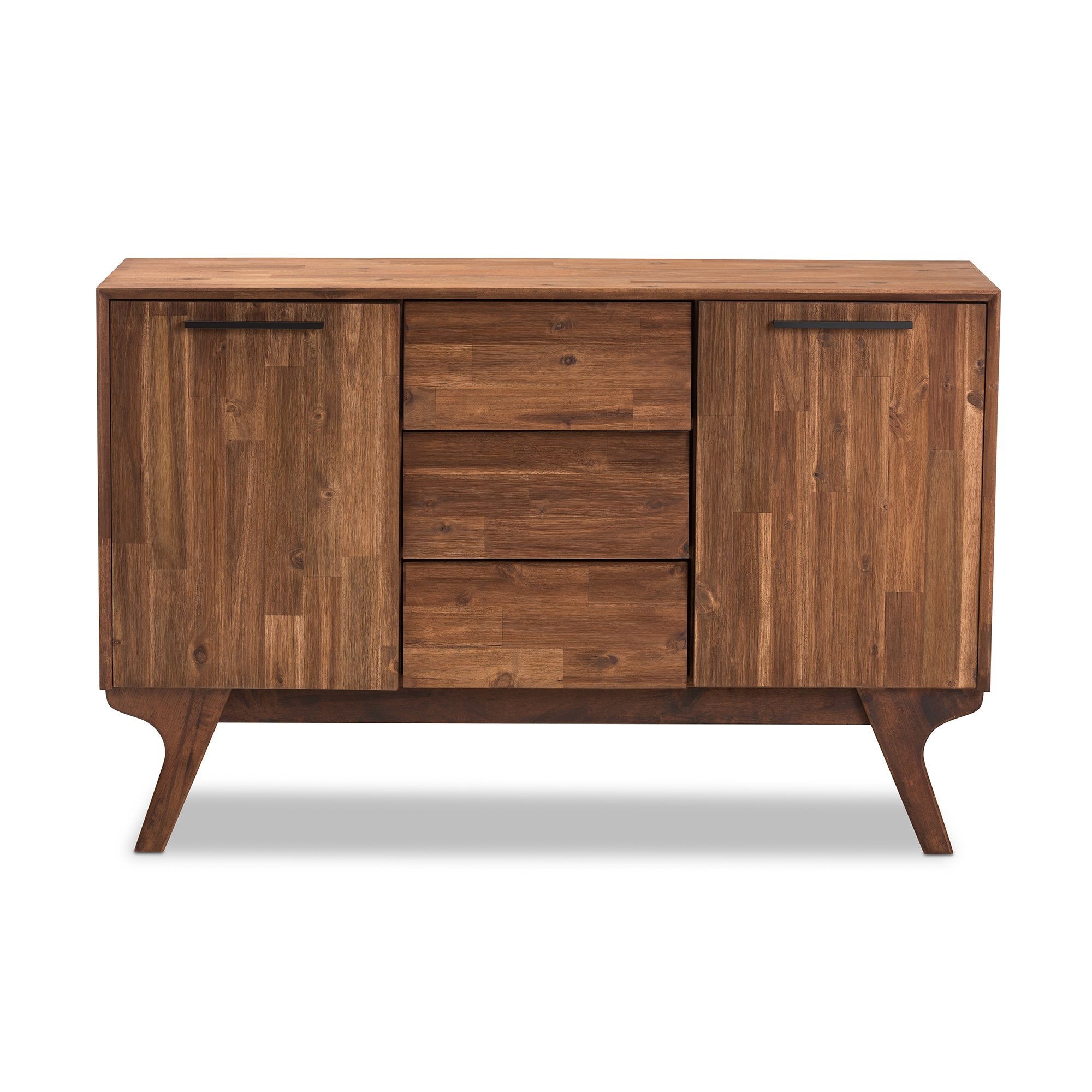 Baxton Studio Sierra Mid-Century Modern Brown Wood 3-Drawer Sideboard