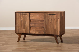 Baxton Studio Sierra Mid-Century Modern Brown Wood 3-Drawer Sideboard