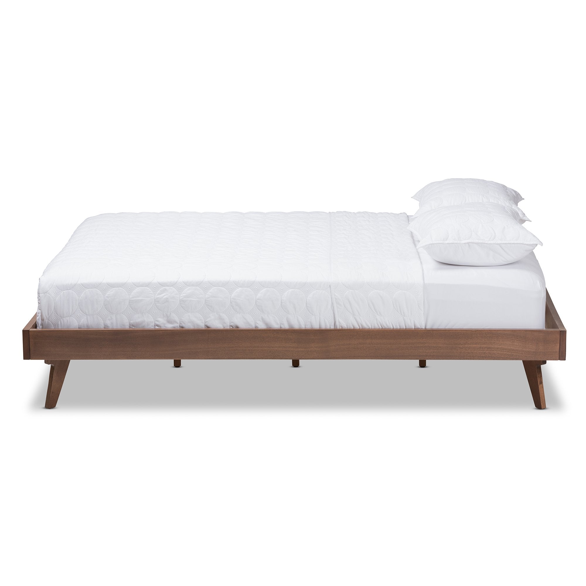 Baxton Studio Jacob Mid-Century Modern Walnut Brown Finished Solid Wood Queen Size Bed Frame