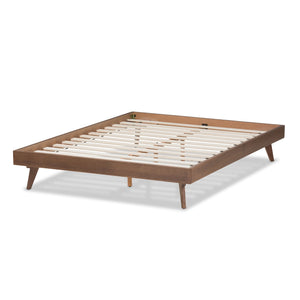 Baxton Studio Jacob Mid-Century Modern Walnut Brown Finished Solid Wood Queen Size Bed Frame