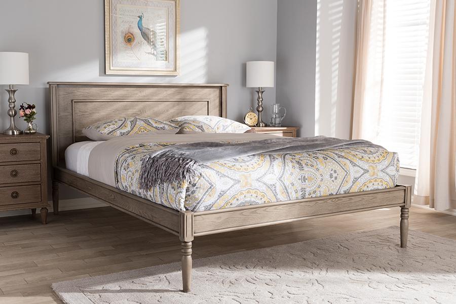 Baxton Studio Axton Modern and Contemporary Weathered Grey Finished Wood Full Size Bed