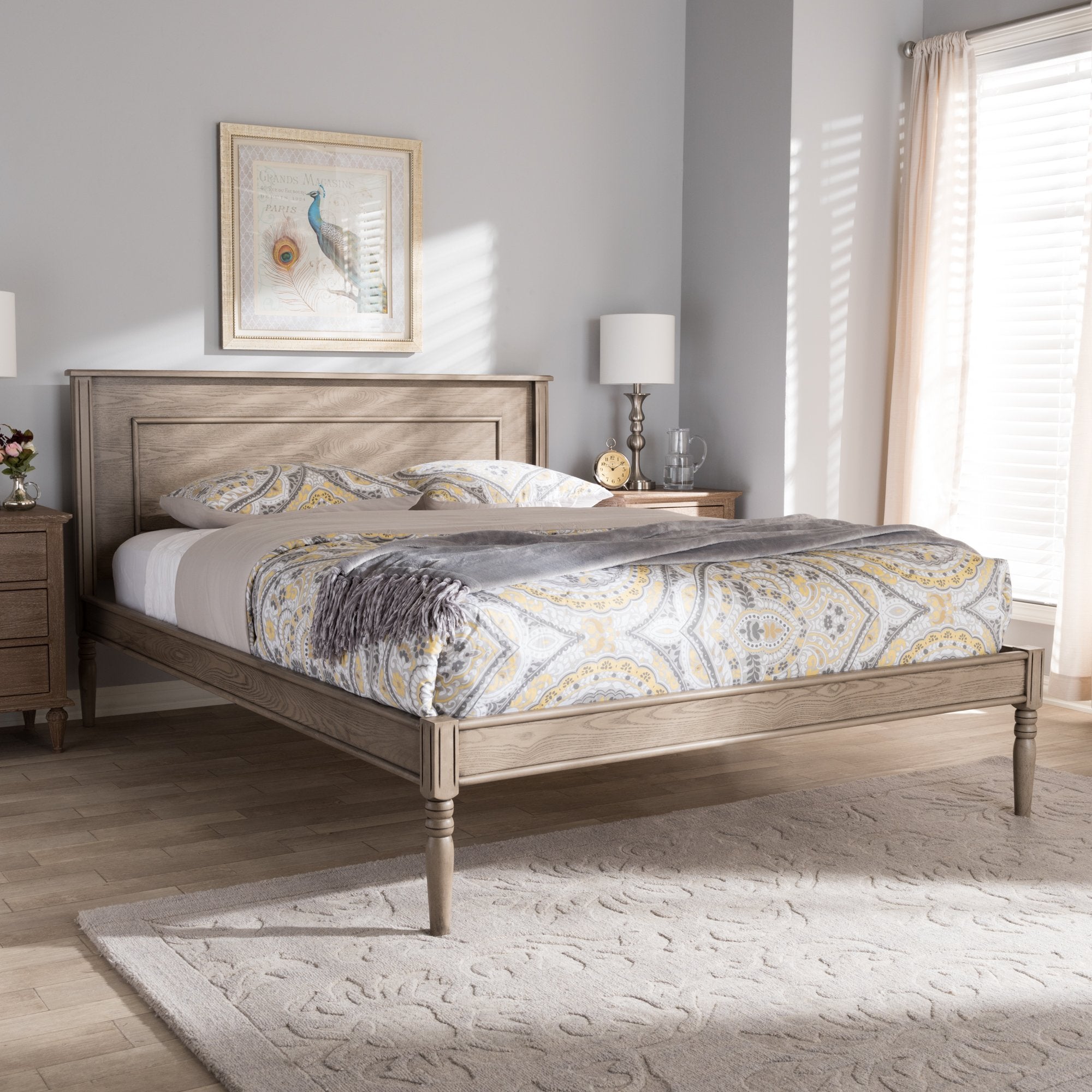 Baxton Studio Axton Modern and Contemporary Weathered Grey Finished Wood Queen Size Bed