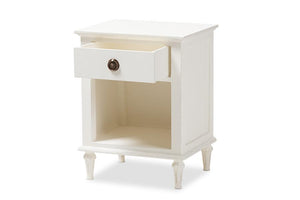 Baxton Studio Venezia French-Inspired Rustic Whitewash Wood 1-Drawer Nightstand