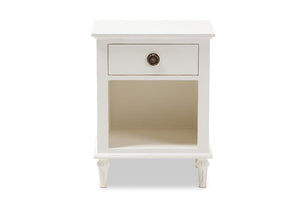 Baxton Studio Venezia French-Inspired Rustic Whitewash Wood 1-Drawer Nightstand