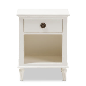 Baxton Studio Venezia French-Inspired Rustic Whitewash Wood 1-Drawer Nightstand