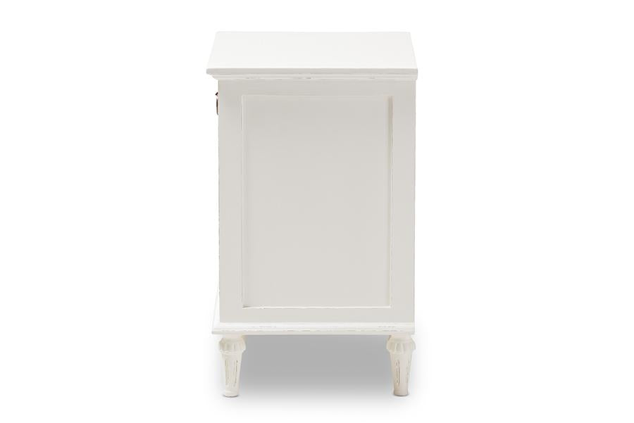 Baxton Studio Venezia French-Inspired Rustic Whitewash Wood 1-Drawer Nightstand