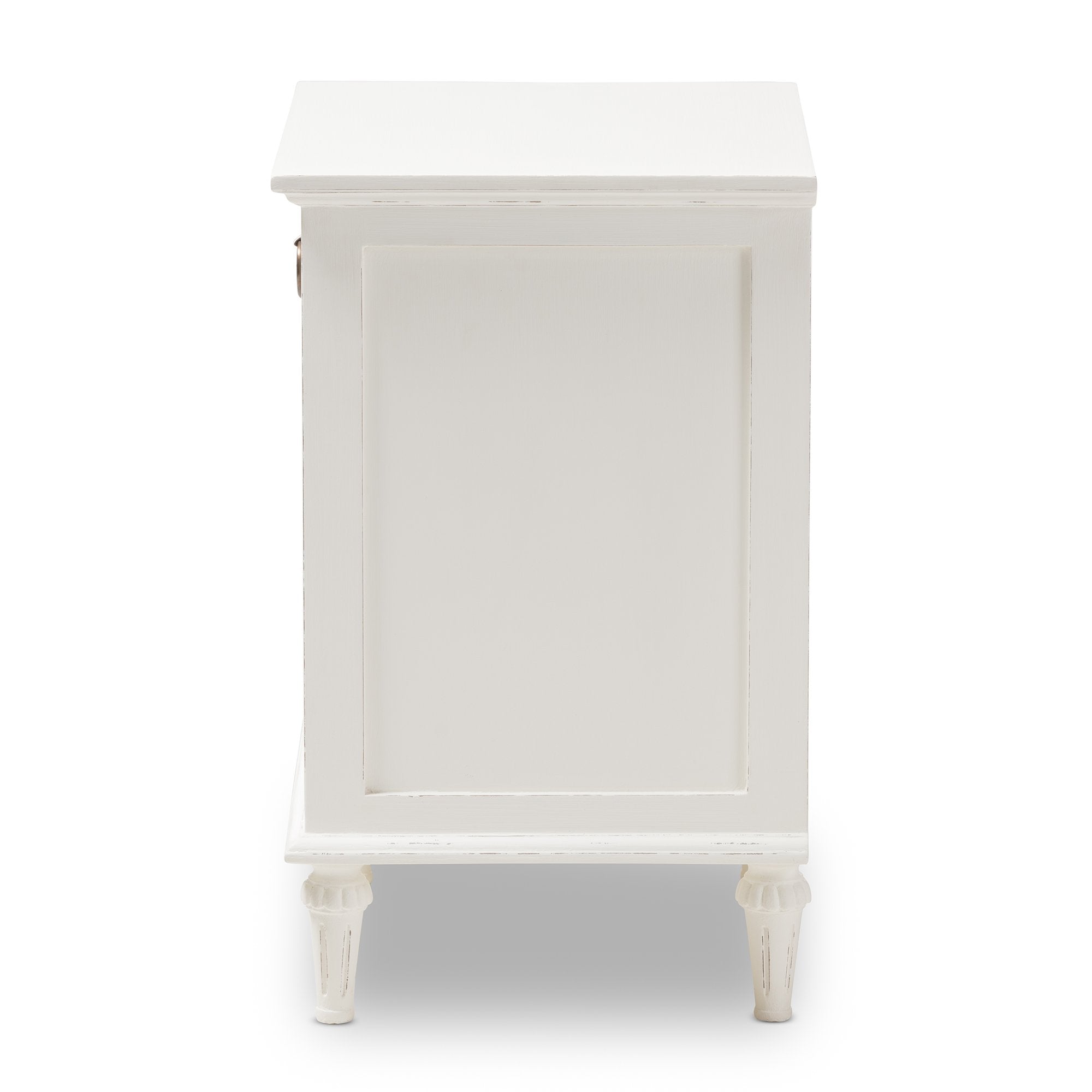 Baxton Studio Venezia French-Inspired Rustic Whitewash Wood 1-Drawer Nightstand