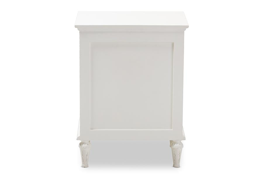 Baxton Studio Venezia French-Inspired Rustic Whitewash Wood 1-Drawer Nightstand