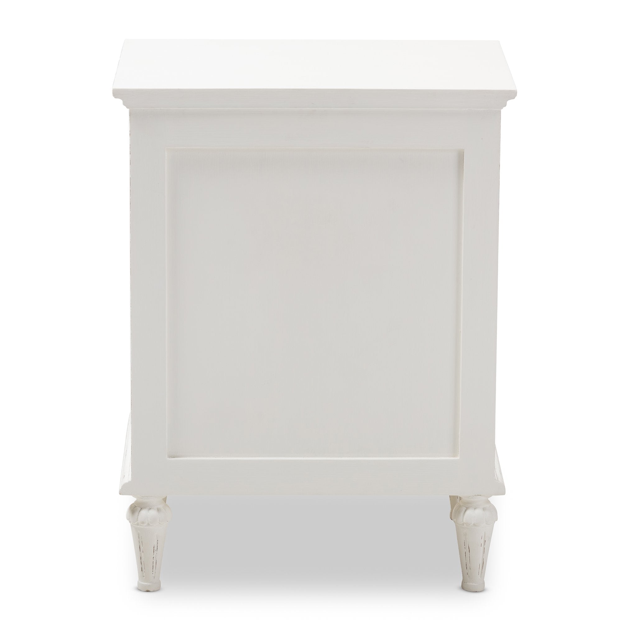 Baxton Studio Venezia French-Inspired Rustic Whitewash Wood 1-Drawer Nightstand