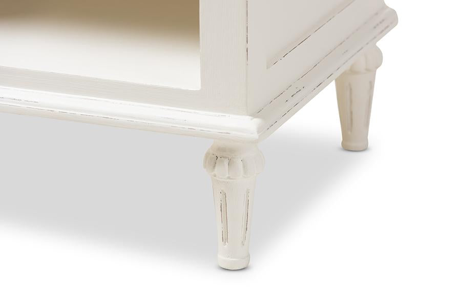 Baxton Studio Venezia French-Inspired Rustic Whitewash Wood 1-Drawer Nightstand