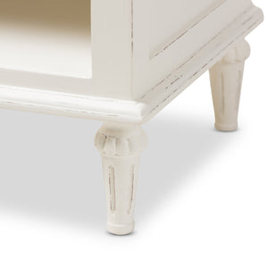 Baxton Studio Venezia French-Inspired Rustic Whitewash Wood 1-Drawer Nightstand