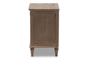 Baxton Studio Venezia French-Inspired Rustic Grey Wash Finish Wood 1-Drawer Nightstand