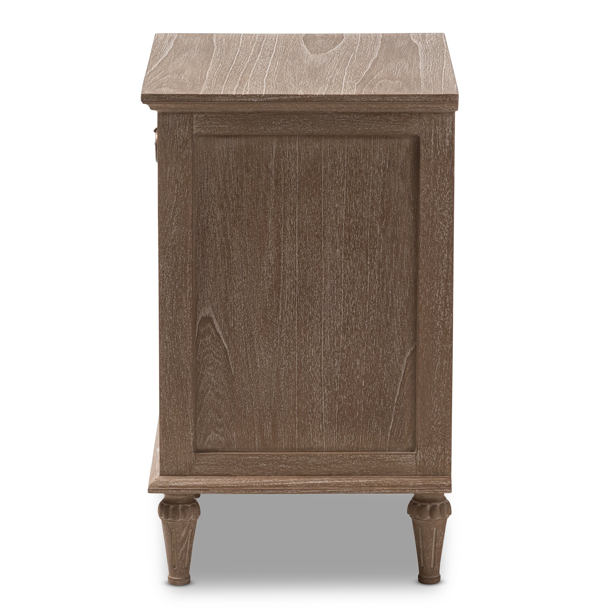 Baxton Studio Venezia French-Inspired Rustic Grey Wash Finish Wood 1-Drawer Nightstand