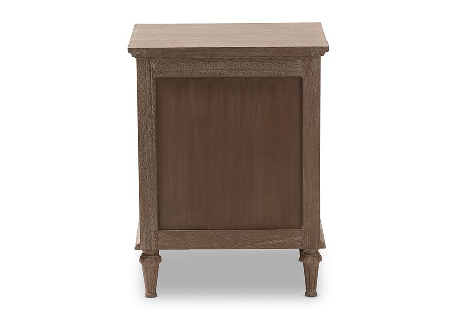 Baxton Studio Venezia French-Inspired Rustic Grey Wash Finish Wood 1-Drawer Nightstand