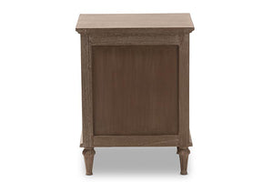 Baxton Studio Venezia French-Inspired Rustic Grey Wash Finish Wood 1-Drawer Nightstand