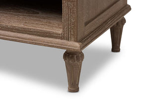 Baxton Studio Venezia French-Inspired Rustic Grey Wash Finish Wood 1-Drawer Nightstand