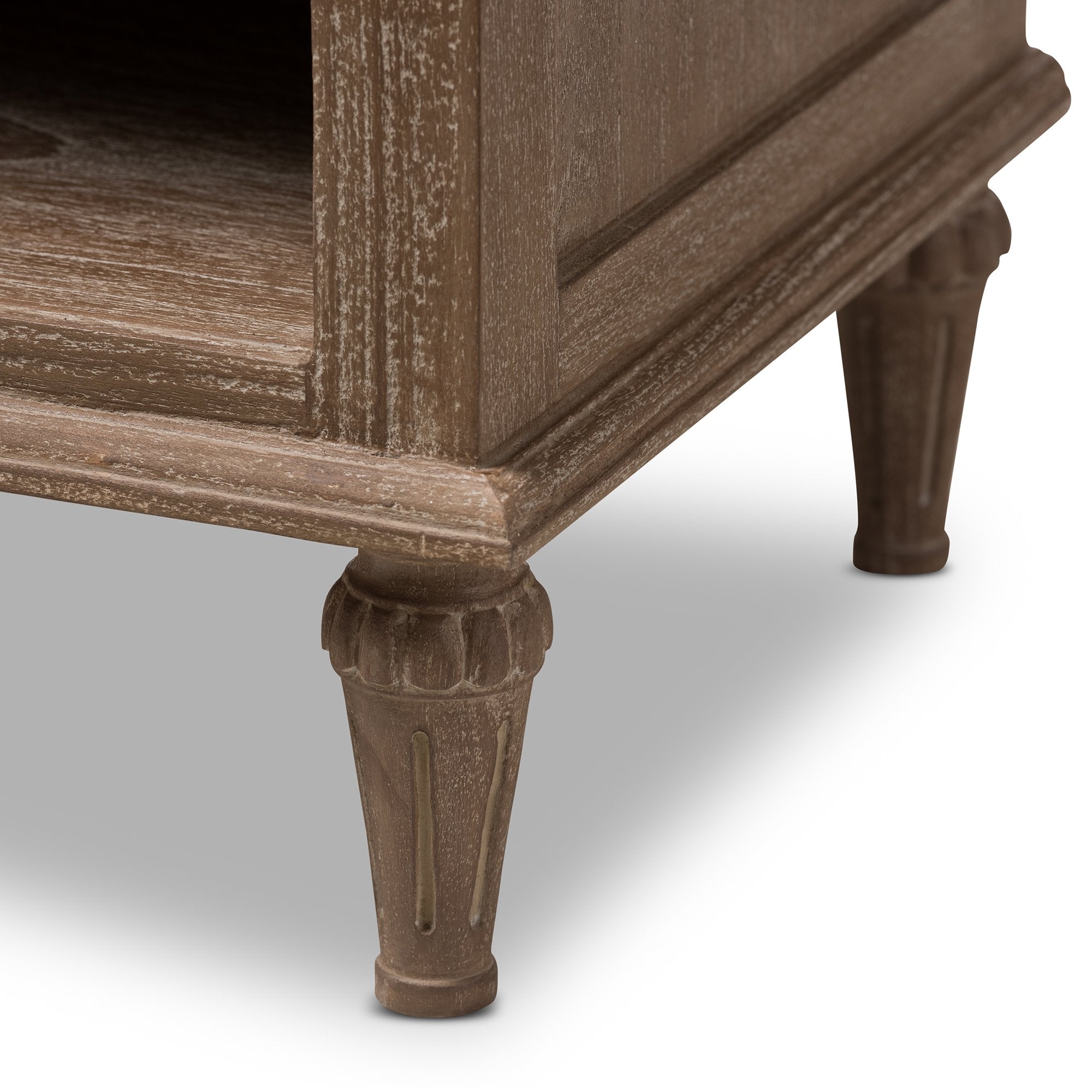 Baxton Studio Venezia French-Inspired Rustic Grey Wash Finish Wood 1-Drawer Nightstand