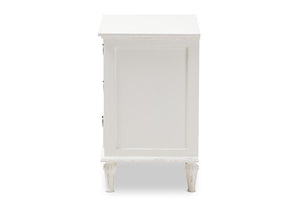 Baxton Studio Venezia French-Inspired Rustic Whitewash Wood 3-Drawer Nightstand