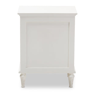 Baxton Studio Venezia French-Inspired Rustic Whitewash Wood 3-Drawer Nightstand