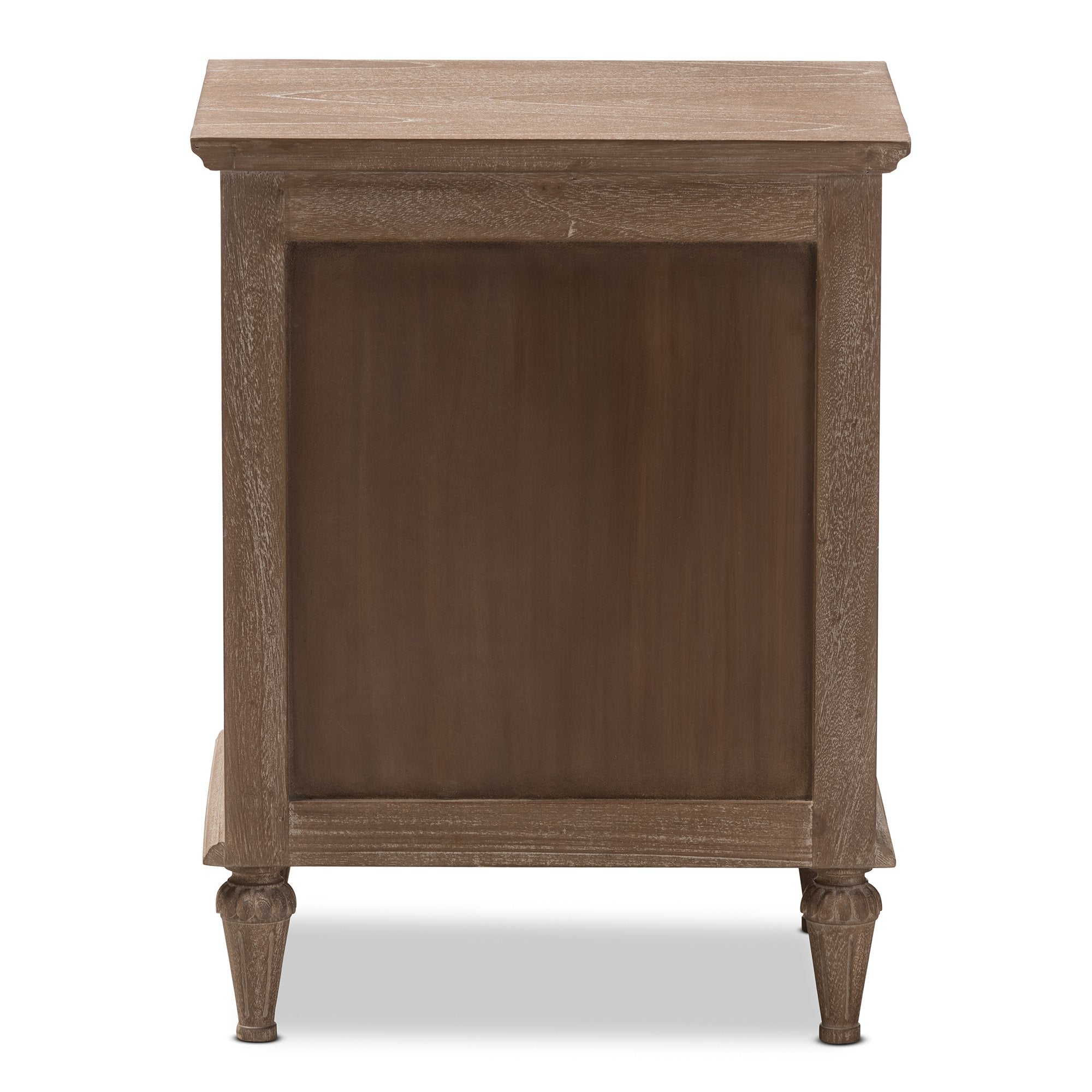 Baxton Studio Venezia French-Inspired Rustic Grey Wash Finish Wood 3-Drawer Nightstand