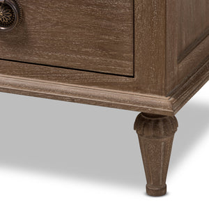 Baxton Studio Venezia French-Inspired Rustic Grey Wash Finish Wood 3-Drawer Nightstand