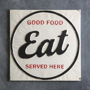 "Eat" Metal Wall Sign - Black